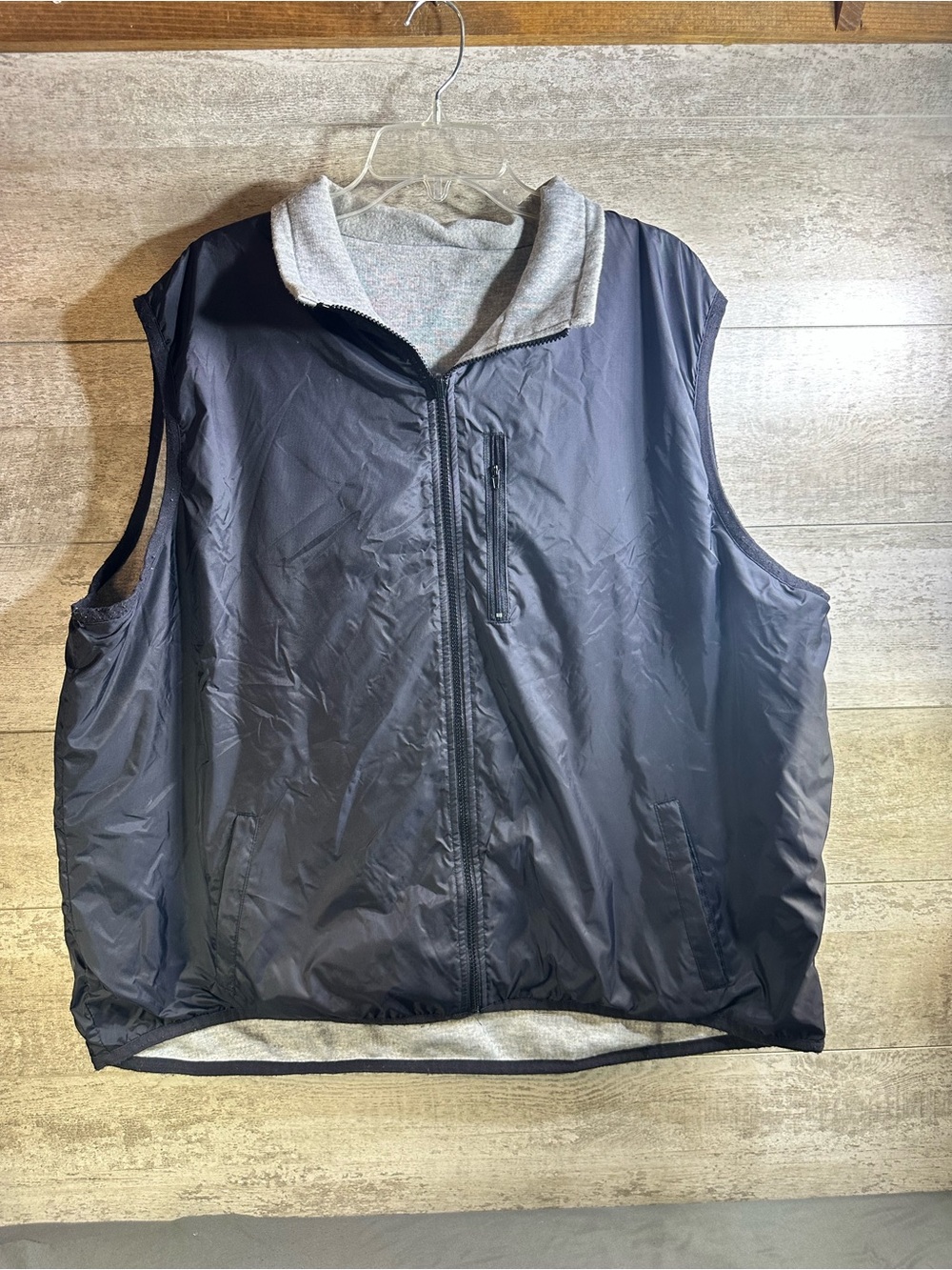 C&B Sport Croft & Barrow Reversible Full Zip Vest Black Gray Men's Size XL